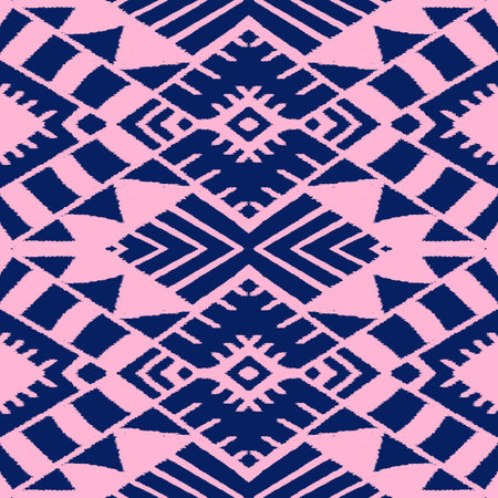 Ikat geometric folklore ornament with diamonds. Tribal ethnic vector texture. Seamless striped...