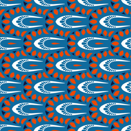 Seamless vector pattern. Modern stylish texture. Repeating geometric tracery. Contemporary graphic design. Blue and orange colors.の写真素材