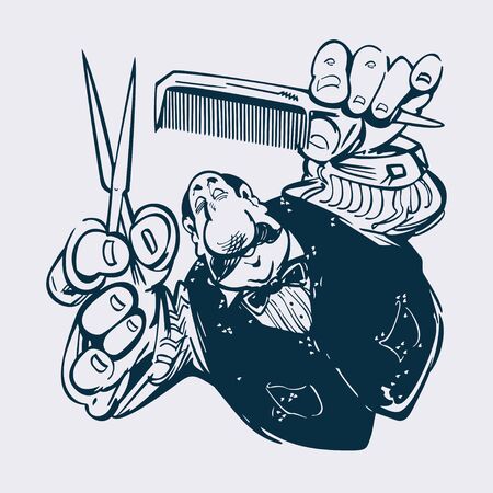 Barber cartoon llustration. vector Illustrationのイラスト素材