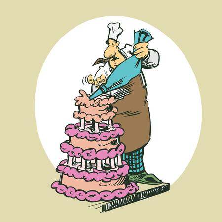 baker making cakes clipart cartoon  Illustration.  vector Illustrationのイラスト素材