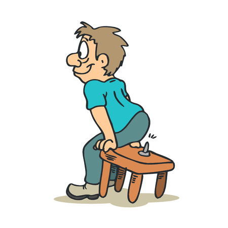 Illustration of a man Sitting on chair. Practical Jokes clipart concept. Illustration vectorのイラスト素材