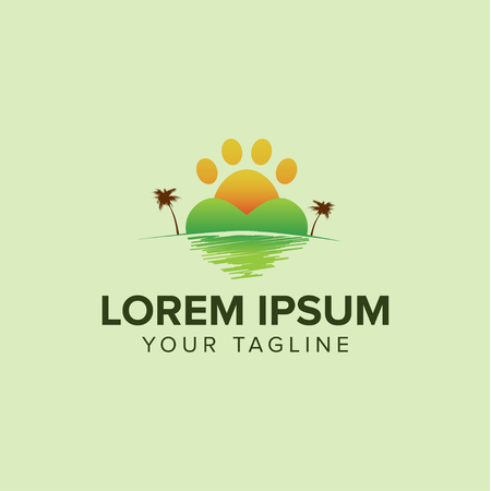 Creative Pet Logo Design concept design templates with pow in middle like sun . Clean, friendly  and  fun feel. Very nice for brand identity .のイラスト素材
