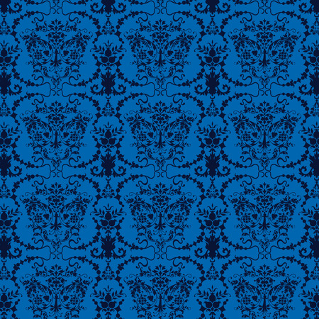 seamless luxury ornamental background. Blue Damask seamless floral pattern. Royal wallpaper.のイラスト素材