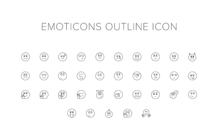 Emoticons Line Icon Setのイラスト素材