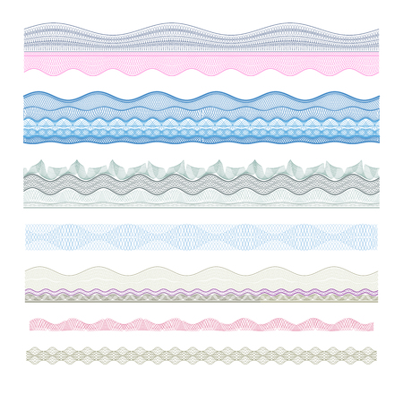 Guilloche decorative borders set.のイラスト素材