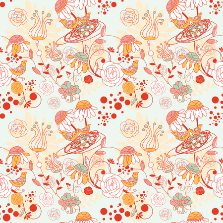 Sweet Floral seamless pattern. Romantic background.  Vector illustration.のイラスト素材