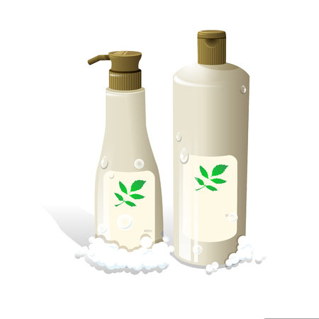 cosmetic hair shampoo realistic bottles packaging vectorのイラスト素材