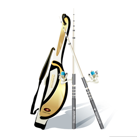 realistic Fishing rod isolated on white background.のイラスト素材