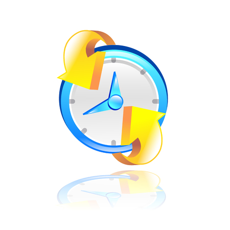 Clock with yellow arrow. 3D Vector illustrationのイラスト素材
