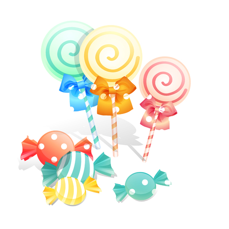 Illustration of isolated candies set on white background.のイラスト素材