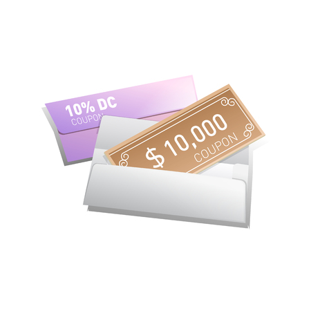 gift voucher with white envelope illustration. Vector illustration.のイラスト素材