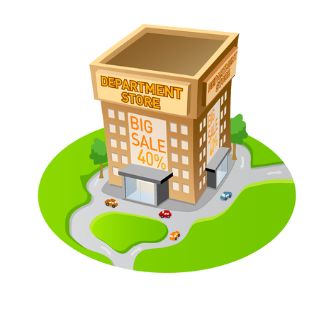 Shops stores and supermarket buildings flat decorative icons set isolated vector illustrationのイラスト素材