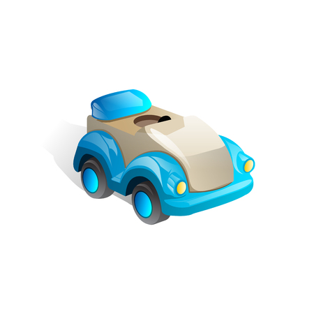 vector blue glossy car icon. toy car. kids background.のイラスト素材