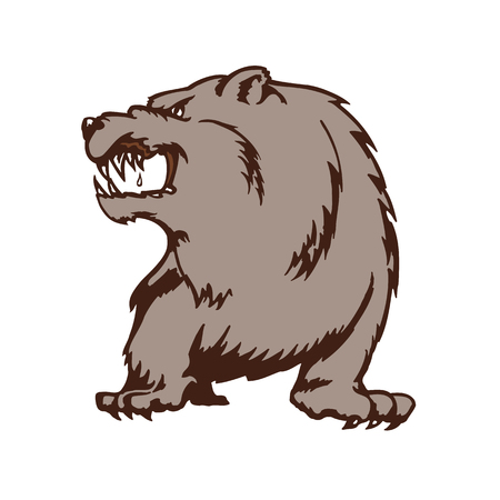 wild bear cartoon mascot. Animal cartoon character Vector Illustration.のイラスト素材