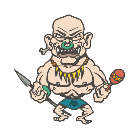 tribes of inland cartoons. Cartoon character Vector Illustration.のイラスト素材