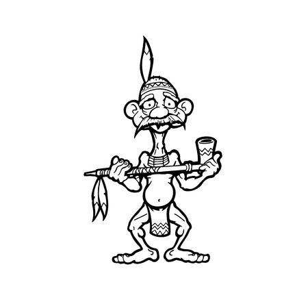 old tribe man character. cartoon character Vector Illustration.のイラスト素材