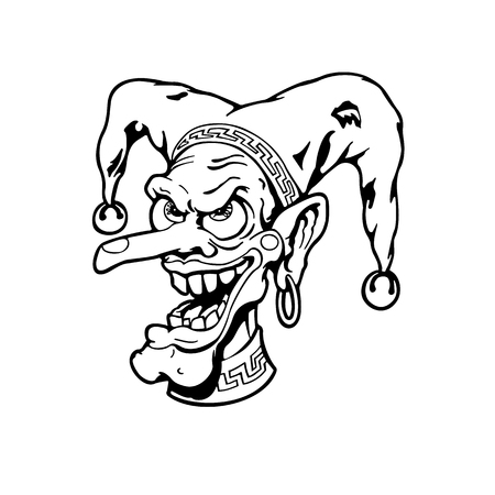 Clown vector sketch icon isolated on background. Hand drawn Clown icon. Clown sketch icon for infographic, website or app.のイラスト素材