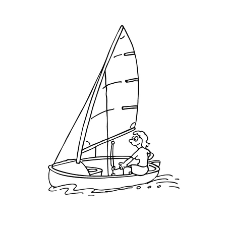 man ride sail. windsurfing cartoon Illustrationのイラスト素材