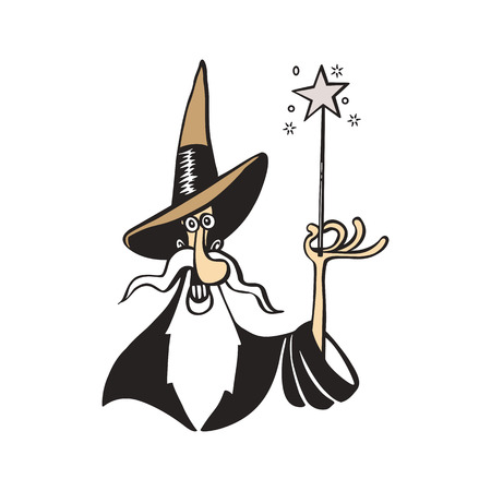 old witch magician cartoon vector illustrationのイラスト素材