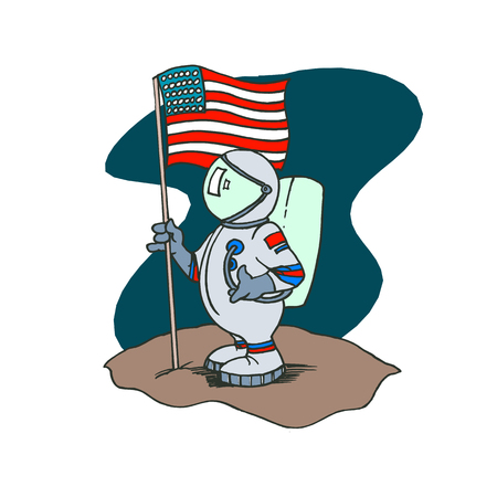 Astronaut american cartoon character . Vector Illustration design.のイラスト素材