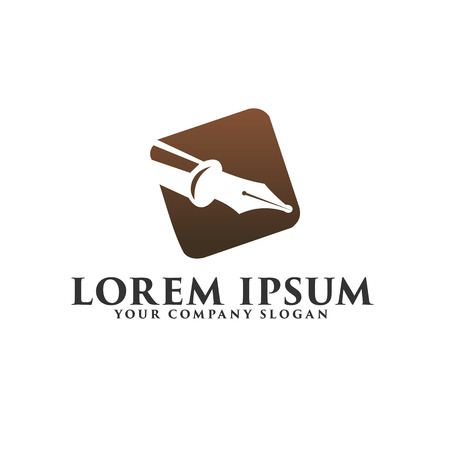 luxury pen logo. Fountain pen logo design concept templateのイラスト素材
