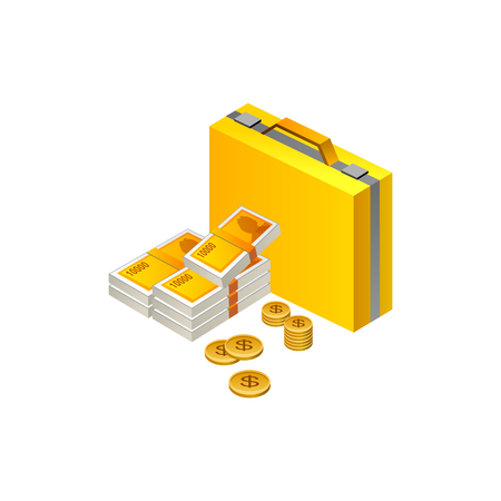 bag and cash . Vector Illustration Isolated on White Backgroundのイラスト素材