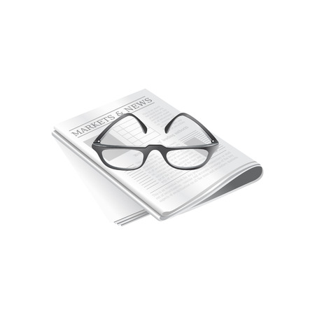 Newspapers and eyeglasses . Vector Illustration Isolated on White Backgroundのイラスト素材
