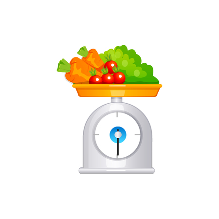 scales with fruit. Vector Illustration Isolated on White Backgroundのイラスト素材