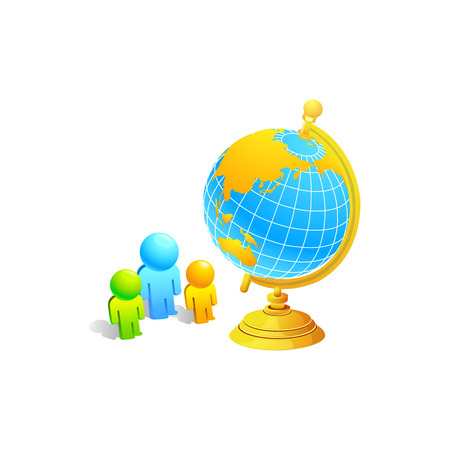 globe and people. Vector Illustration Isolated on White Backgroundのイラスト素材