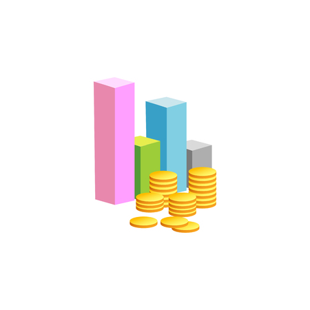 chart and coin. Vector Illustration Isolated on White Backgroundのイラスト素材