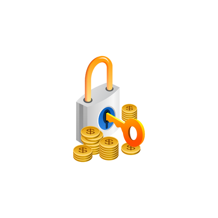 padlock with cash. isometric symbol Vector Illustration designのイラスト素材
