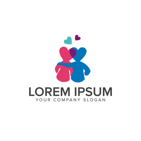 romantic people logo. Dating Wedding logo design concept templateのイラスト素材