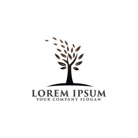 tree natural logo. Environmental and Green Landscaping logo design concept templateのイラスト素材