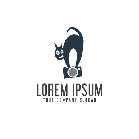 camera cat logo design concept templateのイラスト素材