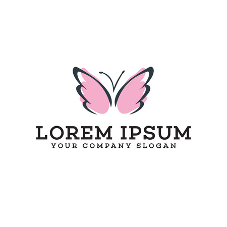 butterfly hand drawn logo, spa beauty logo design concept templateのイラスト素材