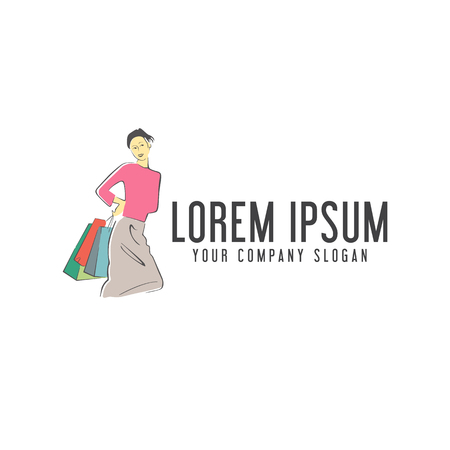 woman shopping bag logo design concept templateのイラスト素材