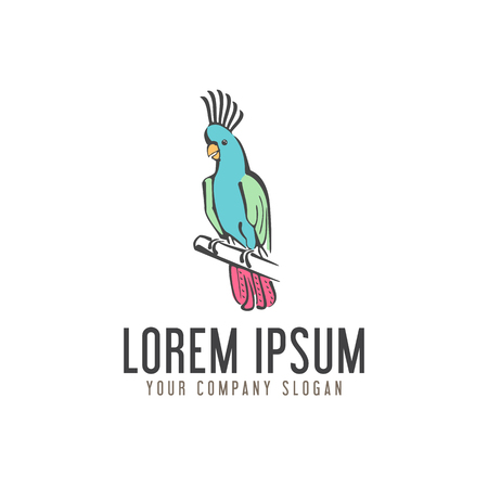 parrot bird logo. hand drawn design concept templateのイラスト素材