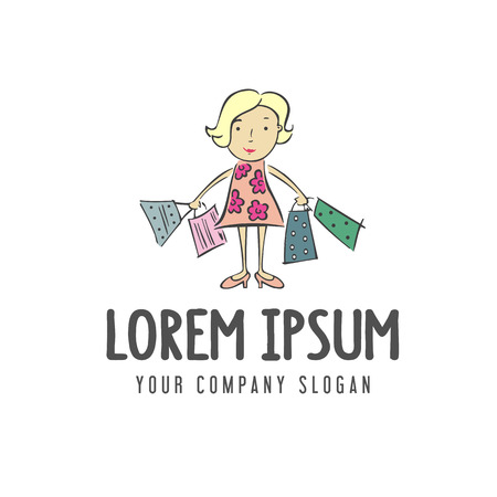 woman shopping bag logo design concept templateのイラスト素材