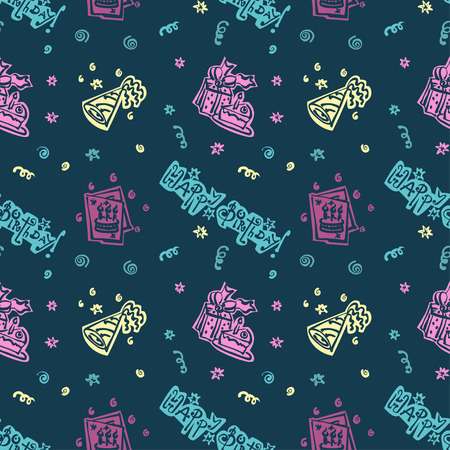 Happy birthday Hand drawn pattern Backgroundのイラスト素材