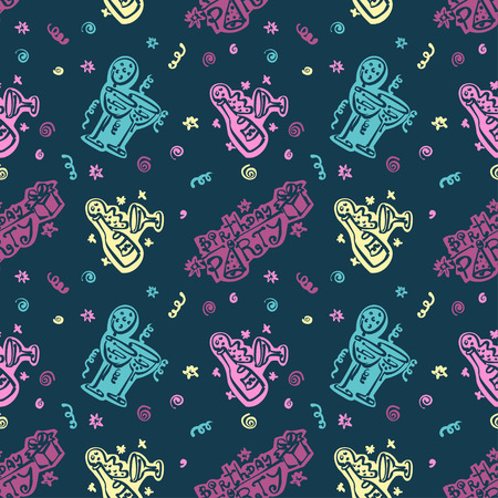 Happy birthday Hand drawn pattern Backgroundのイラスト素材