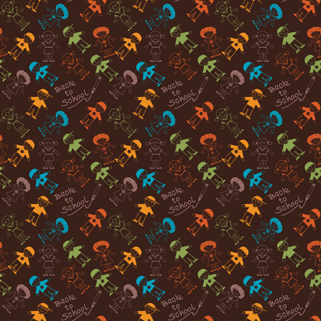 Back to School Kids hand drawn pattern backgroundのイラスト素材