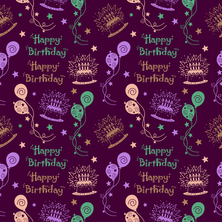 Happy birthday pattern Background with pastel colorのイラスト素材