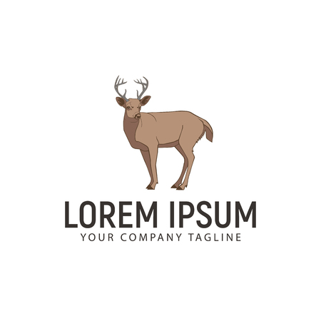 deer retro vintage logo design concept templateのイラスト素材