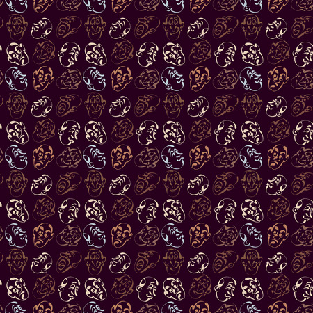 face emotion hand drawn pattern background with brown colorのイラスト素材