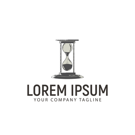 hourglass hand drawn logo design concept templateのイラスト素材