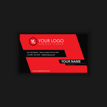 Modern Creative and Clean Business Card Template with Red Black colorのイラスト素材