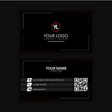 Modern Creative and Clean Business Card Template with Red Black colorのイラスト素材