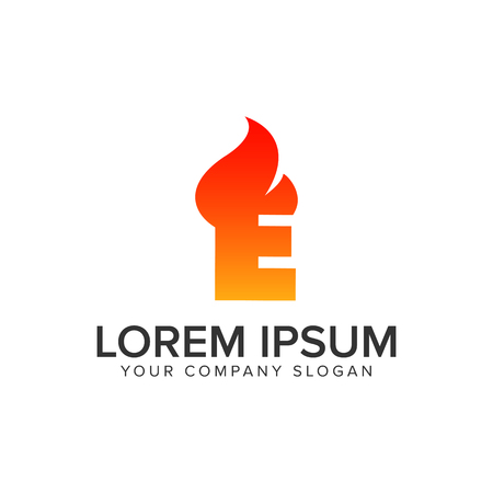 letter E ignition Flame icon design concept template. fully editable vectorのイラスト素材