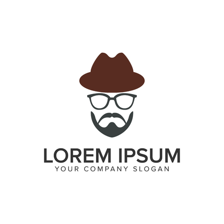 Man with beard and hat icon design concept template. Fully editable vector illustration.のイラスト素材