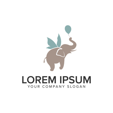 Elephant flying logo design concept template.のイラスト素材
